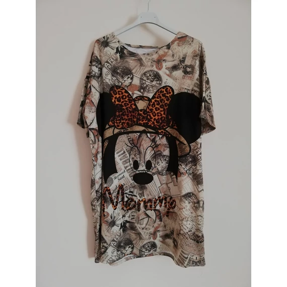 Mickey mintás ruha, tunika - bézs/barna