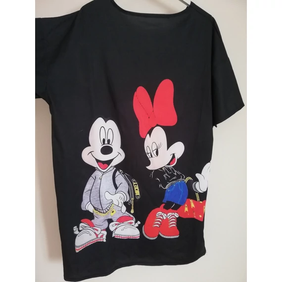 Mickey, Minnie mintás ruha, tunika - fekete