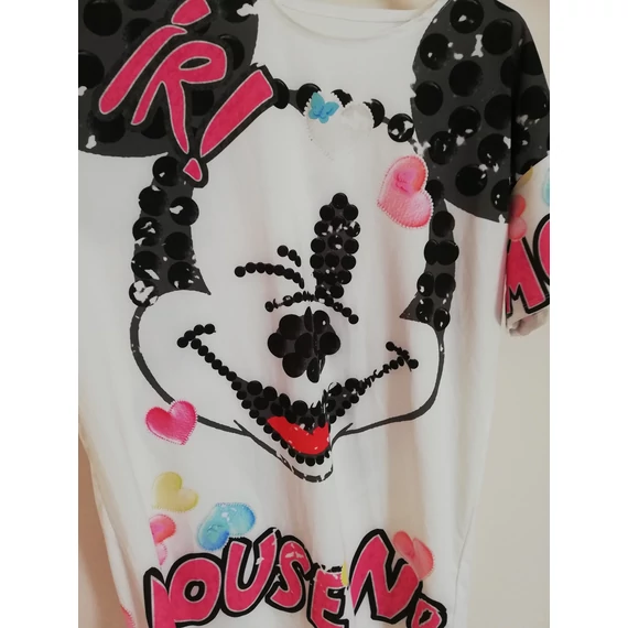 Mickey mintás ruha, tunika - fekete/fehér