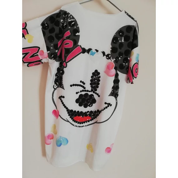 Mickey mintás ruha, tunika - fekete/fehér